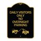 Signmission Day Visitors No Overnight Parking W/ Graphic, Black & Gold Aluminum Sign, 18" x 24", BG-1824-24196 A-DES-BG-1824-24196 - alternate 1
